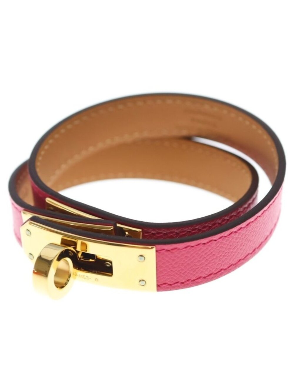 Hermes Kelly Double Tour Bracelet Pink Rose Gold